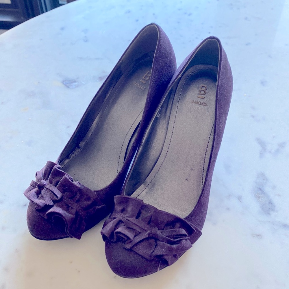 Purple Faux Suede Wedges